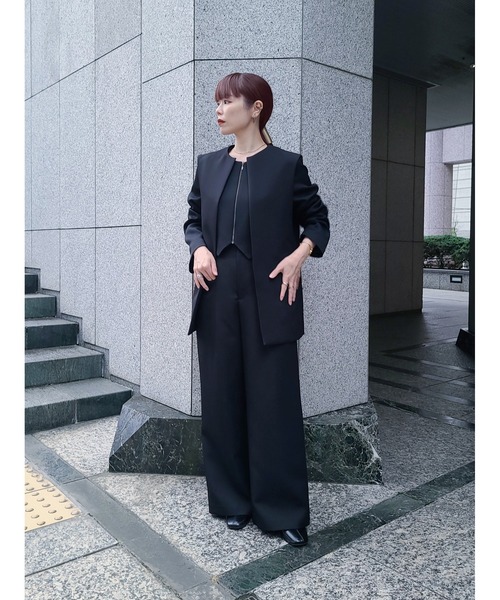 CIS.(シス)の「CIS. ロングベスト&ショートジャケット ウォッシャブル リサイクルポリエステル 無地(ベスト・レディース・ブラウン/ブラック・38(9号)/36(7号))」の22枚目の写真
