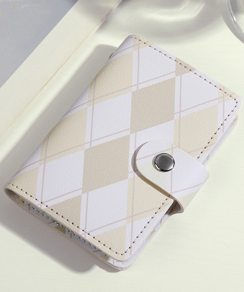 セール】淡色アーガイル総柄クリアポケットカードケース（カードケース