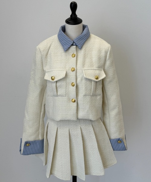 TITTY&CO.(ティティーアンドコー)の「ツイードジャケット&プリーツスカート セットアップ(セットアップ・レディース・ブルー/アイボリー・FREE)」の15枚目の写真