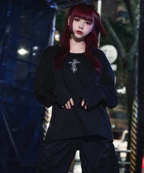 gibous/ギボス/gibous snake cross leopard long t shirt（T