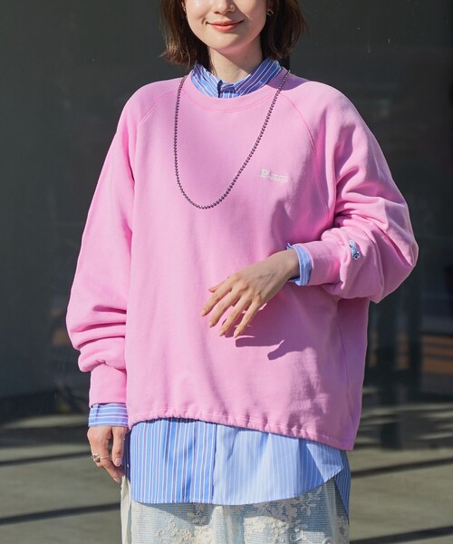 PENNEYS(ぺニーズ)の「Penneys(ぺニーズ)別注 裾ドロスト裏毛スウェットプルオーバー(スウェット・レディース・グレー/ナチュラル/ライトブルー/ネイビー/ピンク・M/L)」の5枚目の写真