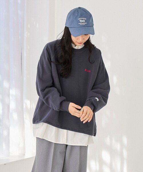 PENNEYS(ぺニーズ)の「Penneys(ぺニーズ)別注 裾ドロスト裏毛スウェットプルオーバー(スウェット・レディース・グレー/ナチュラル/ライトブルー/ネイビー/ピンク・M/L)」の14枚目の写真