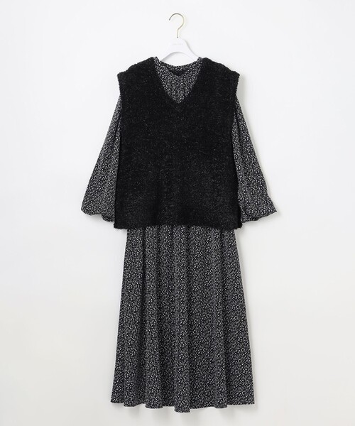 ANY SIS(エニィスィス)の「【洗える】フラワープリントワンピース × ニットベスト セット(セットアップ・レディース・ブラック系4/アイボリー系4・4)」の13枚目の写真