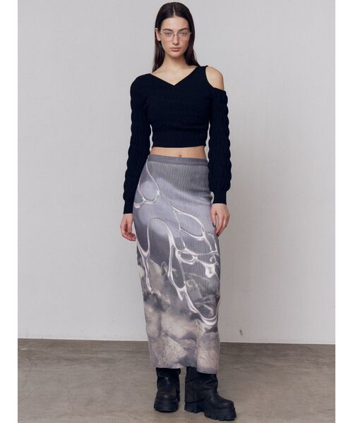 EMODA（エモダ）の「マキシプリントリブニットスカート（スカート・レディース・ブラック/その他/その他1・FREE）」の17枚目の写真