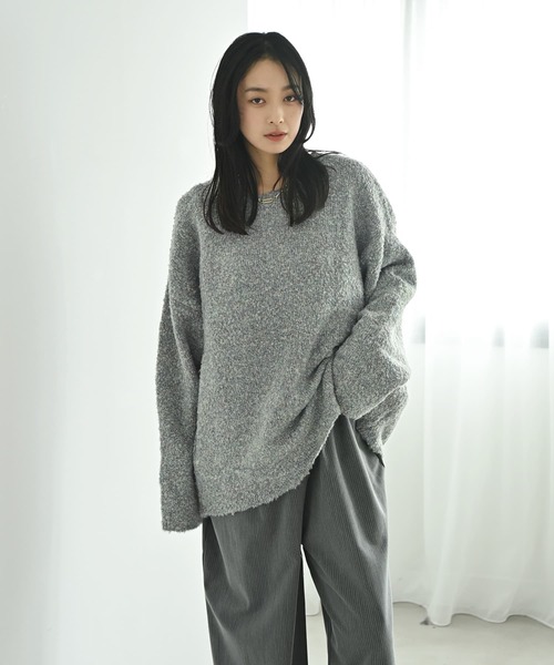 STYLE DELI(スタイルデリ)の「【BLK001】ポッピングカラーオーバーニット(ニット/セーター・レディース・ライトグリーン・FREE)」の4枚目の写真
