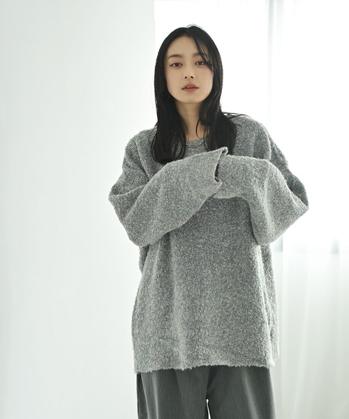 STYLE DELI(スタイルデリ)の「【BLK001】ポッピングカラーオーバーニット(ニット/セーター・レディース・ライトグリーン・FREE)」の6枚目の写真