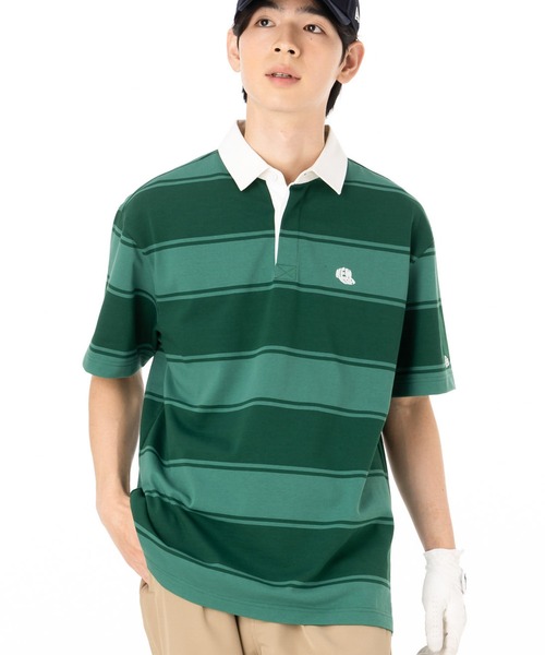 ニューエラゴルフ 半袖ラグビーシャツ 厚手コットン 綿（ポロシャツ