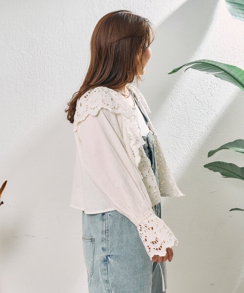 CIAOPANIC TYPY（チャオパニックティピー）の「【From India】スカラップフリルキャンディースリーブボレロ（シャツ/ブラウス・レディース・ホワイト/ブラック・ONE SIZE）」の8枚目の写真