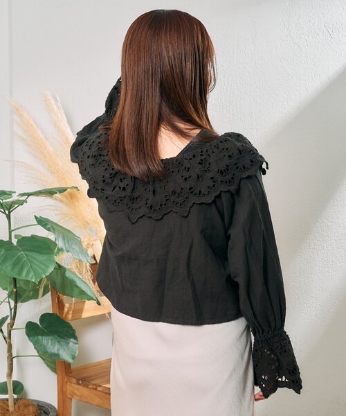 CIAOPANIC TYPY（チャオパニックティピー）の「【From India】スカラップフリルキャンディースリーブボレロ（シャツ/ブラウス・レディース・ホワイト/ブラック・ONE SIZE）」の22枚目の写真