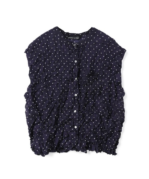 mizuiroind(ミズイロインド)の「mizuiro ind ドットプリントキャッチワッシャーノースリーブシャツ(シャツ/ブラウス・レディース・オフホワイト/ブラック/ネイビー・FREE)」の4枚目の写真
