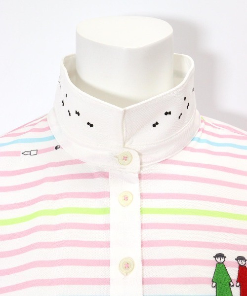 Picone CLUB(ピッコーネクラブ)の「万年筆ボーダーポロシャツ(ポロシャツ・レディース・イエロー/ネイビー/ピンク/ライトグリーン・S/M/L)」の11枚目の写真