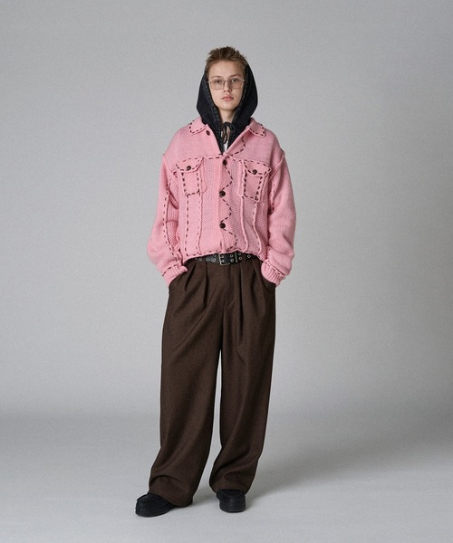 DESIGN STITCH WOOL BLEND KNIT JACKET/デザインステッチウール 