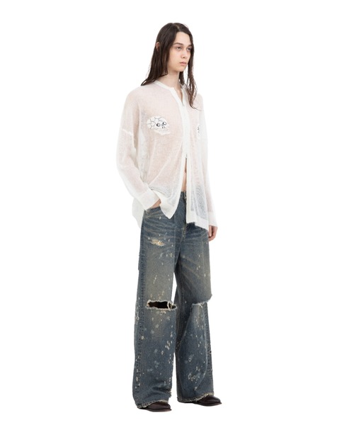 DAIRIKU(ダイリク)の「"Skul" Mohair Zip Up Cardigan(カーディガン/ボレロ・メンズ・ブラック/ホワイト・MEDIUM)」の3枚目の写真