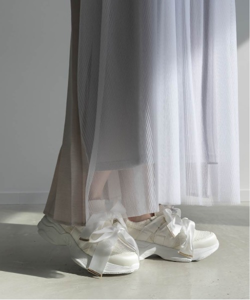 RANDA(ランダ)の「サテンリボンツイードスニーカー(スニーカー・レディース・ブラック/ホワイト・S/M/L/LL)」の7枚目の写真