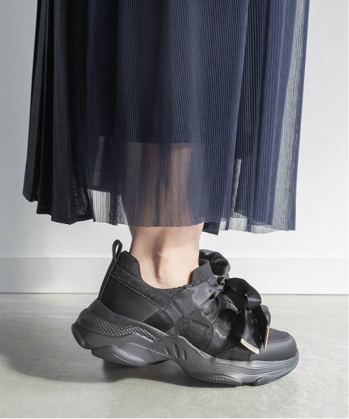 RANDA(ランダ)の「サテンリボンツイードスニーカー(スニーカー・レディース・ブラック/ホワイト・S/M/L/LL)」の11枚目の写真