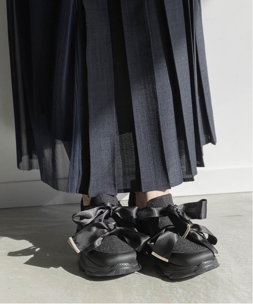 RANDA(ランダ)の「サテンリボンツイードスニーカー(スニーカー・レディース・ブラック/ホワイト・S/M/L/LL)」の14枚目の写真