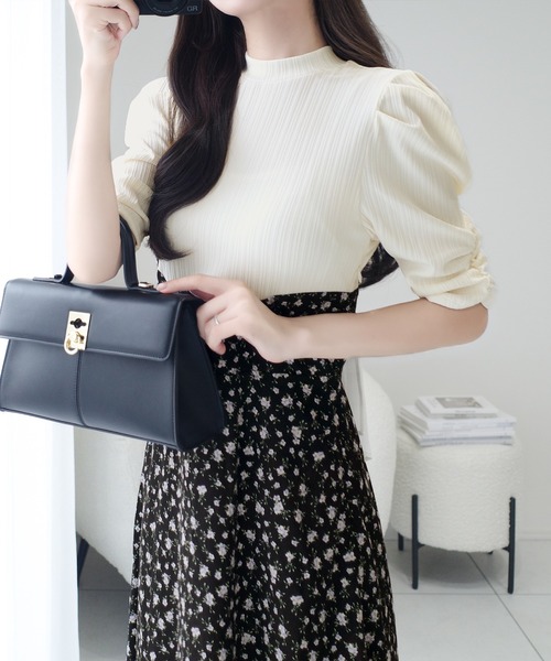 美品●Milly●ミリー●総柄●ひざ丈ワンピース●フリル●シルク100％●マルチ クラシカルエルフ Classical Elf 【mily bilet】大人フェミニン