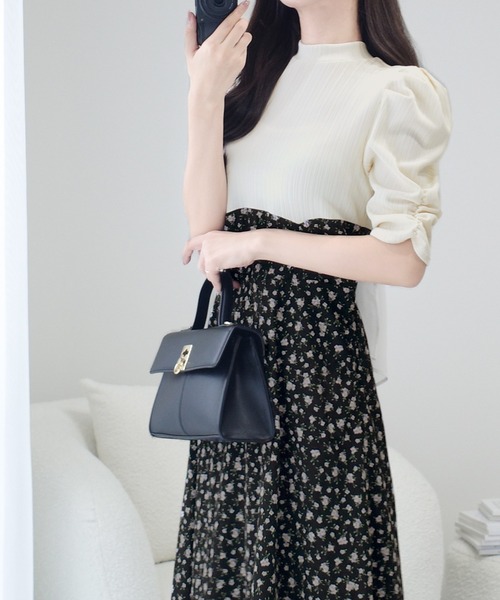 シアー リボン フェミニン ワンピースブラック セール】【mily bilet】一枚で主役級フェミニンスタイル。後ろシアー