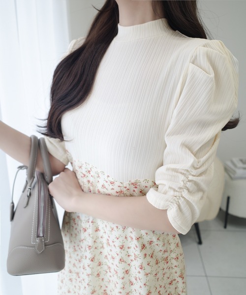 mily bilet(ミウィビレット)の「【mily bilet】一枚で主役級フェミニンスタイル。後ろシアーリボン花柄ドッキング袖ギャザーワンピース(ロング丈)(ワンピース・レディース・ブラック/ピンク/イエロー・LARGE/MEDIUM/SMALL/X-LARGE)」の15枚目の写真