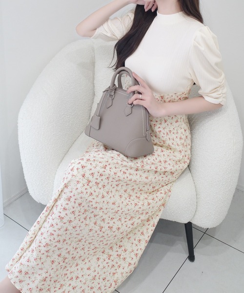 mily bilet(ミウィビレット)の「【mily bilet】一枚で主役級フェミニンスタイル。後ろシアーリボン花柄ドッキング袖ギャザーワンピース(ロング丈)(ワンピース・レディース・ブラック/ピンク/イエロー・LARGE/MEDIUM/SMALL/X-LARGE)」の16枚目の写真