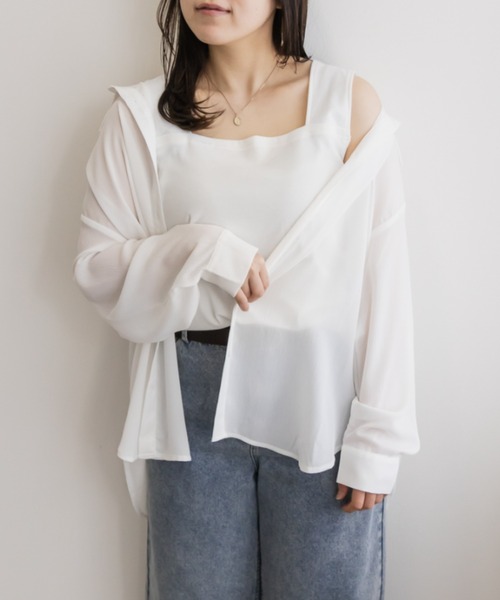 CLETTE(クレット)の「スクエアネックタンクトップ(タンクトップ・レディース・オフホワイト/ブラック・5L/4L/3L/LL)」の1枚目の写真