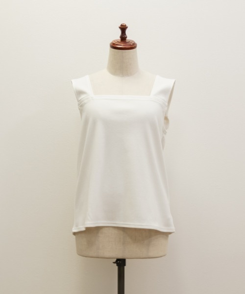 CLETTE(クレット)の「スクエアネックタンクトップ(タンクトップ・レディース・オフホワイト/ブラック・5L/4L/3L/LL)」の4枚目の写真