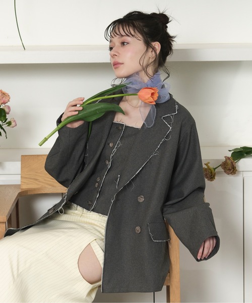 loin nuit(ロワンニュイ)の「cut off corset bustier / カットオフコルセットビスチェ(キャミソール・レディース・グレー/カーキ・FREE)」の22枚目の写真