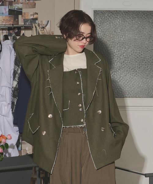 loin nuit(ロワンニュイ)の「cut off corset bustier / カットオフコルセットビスチェ(キャミソール・レディース・グレー/カーキ・FREE)」の7枚目の写真