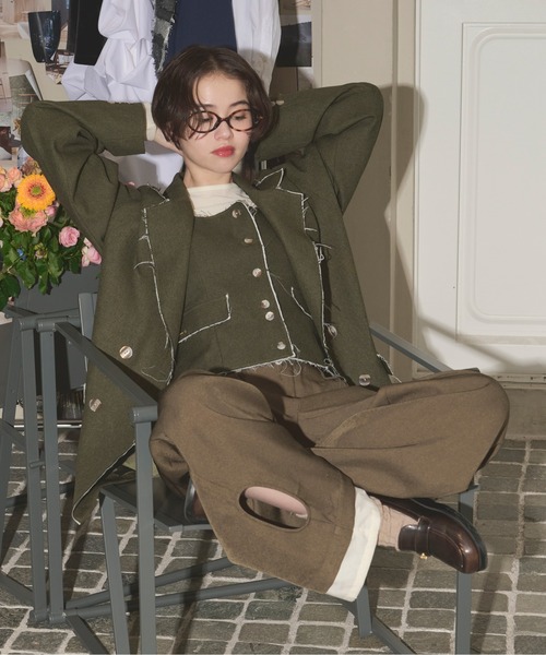 loin nuit(ロワンニュイ)の「cut off corset bustier / カットオフコルセットビスチェ(キャミソール・レディース・グレー/カーキ・FREE)」の8枚目の写真