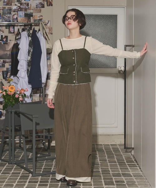 loin nuit(ロワンニュイ)の「cut off corset bustier / カットオフコルセットビスチェ(キャミソール・レディース・グレー/カーキ・FREE)」の15枚目の写真