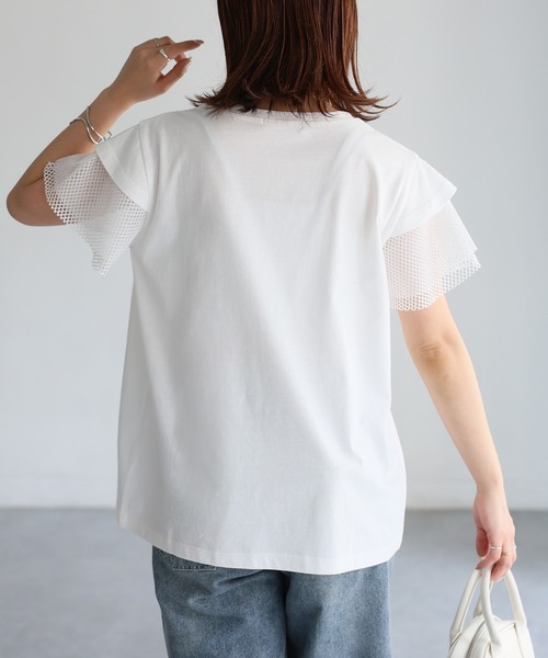 Riberry(リベリー)の「袖メッシュ切替デザインロゴTシャツ(Tシャツ/カットソー・レディース・ブラック×ホワイト/ホワイト×ブラック/ホワイト×シルバー/ブラック×シルバー・FREE)」の22枚目の写真