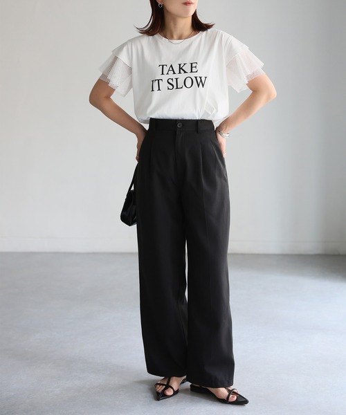 Riberry(リベリー)の「袖メッシュ切替デザインロゴTシャツ(Tシャツ/カットソー・レディース・ブラック×ホワイト/ホワイト×ブラック/ホワイト×シルバー/ブラック×シルバー・FREE)」の16枚目の写真