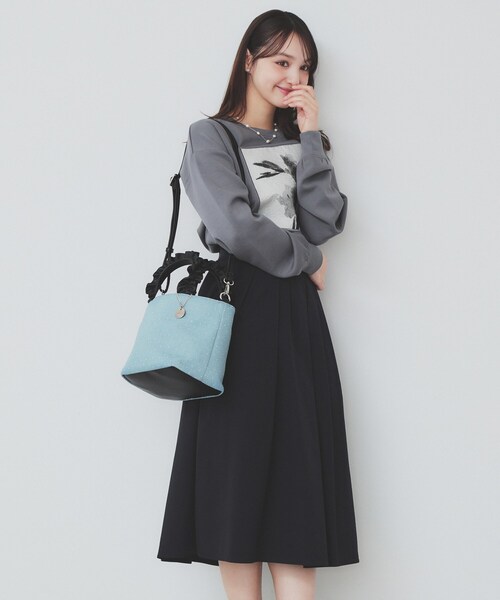 index（インデックス）の「【2WAY】ラインストーン持ち手フリルバッグ（トートバッグ・レディース・グレー/ブラック/ブルー系・00）」の11枚目の写真