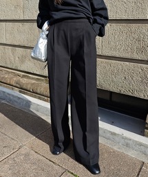 ハイウエストタックワイドパンツ