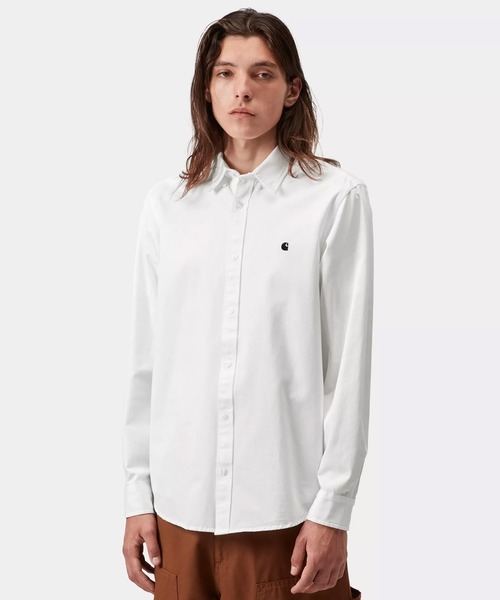 Carhartt(カーハート)の「Carhartt WIP/カーハートダブリューアイピー L/S MADISON SHIRT 長袖シャツ ワンポイント I023339(シャツ/ブラウス・メンズ・ブラック/ブラウン/ホワイト×ブラック/グレー/グリーン/ホワイト系その他/ブラック×ホワイト・L/XL/M/S)」の3枚目の写真