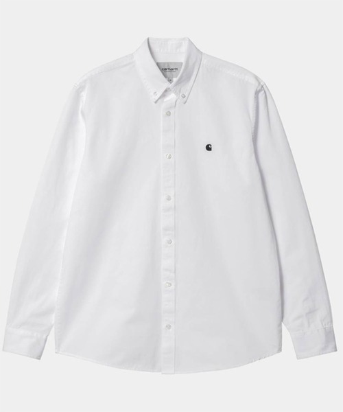 Carhartt（カーハート）の「Carhartt WIP/カーハートダブリューアイピー L/S MADISON SHIRT 長袖シャツ ワンポイント I023339（シャツ/ブラウス・メンズ・ブラック/ブラウン/ホワイト×ブラック/グレー・L/XL/M）」の6枚目の写真