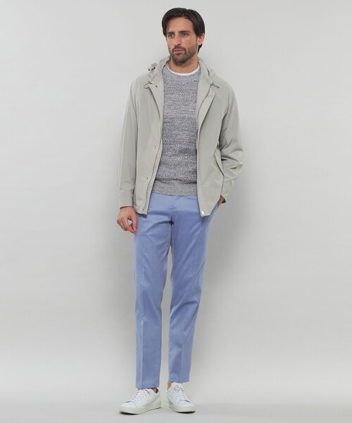 MACKINTOSH LONDON(マッキントッシュ ロンドン)の「【FEATHER-TECH PAC】【FLEX NYLON】ストレッチナイロンフーデッドブルゾン(ブルゾン・メンズ・ライトグレー/ネイビー/グリーン・40/38)」の4枚目の写真