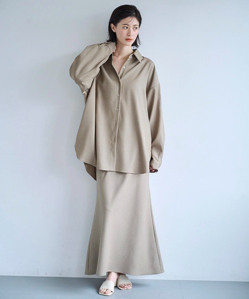 meilmada（メイルマダ）の「ツイルオーバーシャツ（シャツ/ブラウス・レディース・ベージュ/ネイビー・FREE）」の5枚目の写真