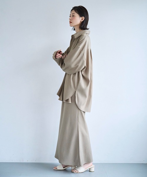 meilmada（メイルマダ）の「ツイルオーバーシャツ（シャツ/ブラウス・レディース・ベージュ/ネイビー・FREE）」の6枚目の写真