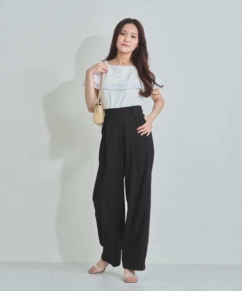 MISCH MASCH（ミッシュマッシュ）の「一部店舗限定  サイドボタンタックワイドパンツ（その他パンツ・レディース・ブラック/ベージュ/イエロー・S/M）」の16枚目の写真