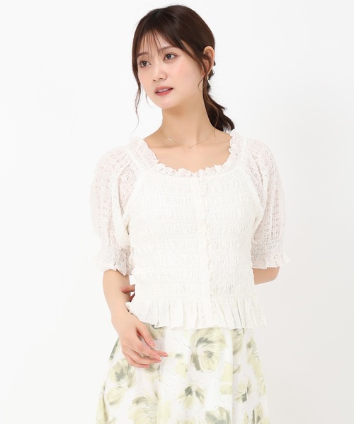 MISCH MASCH(ミッシュマッシュ)の「2wayキャミ付きシャーリングブラウス(シャツ/ブラウス・レディース・ホワイト/ブラック/ラベンダー・フリ-)」の12枚目の写真