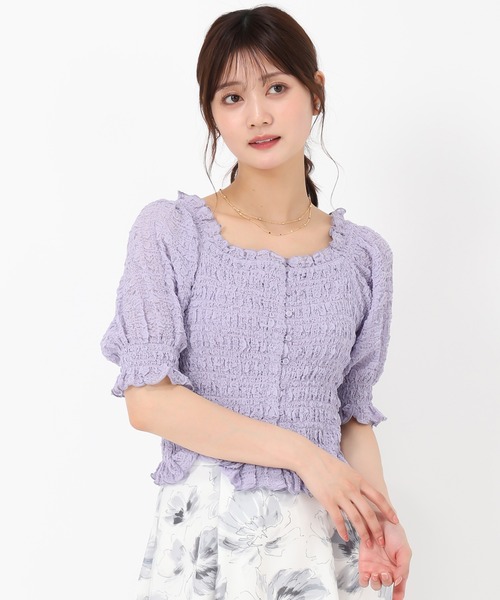 MISCH MASCH(ミッシュマッシュ)の「2wayキャミ付きシャーリングブラウス(シャツ/ブラウス・レディース・ホワイト/ブラック/ラベンダー・フリ-)」の5枚目の写真