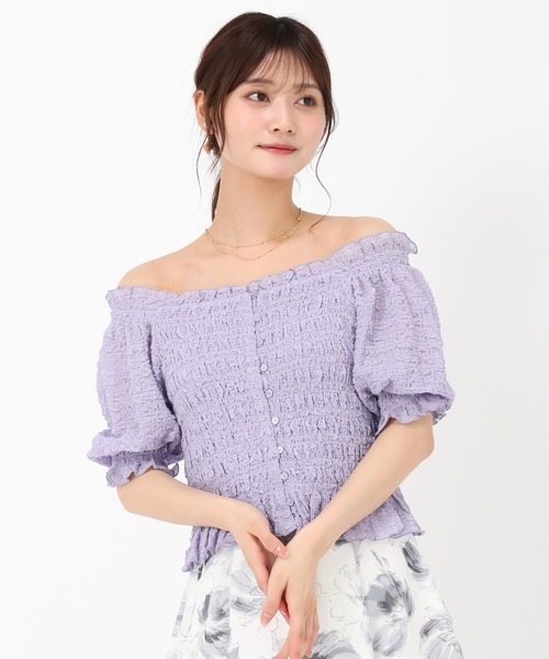 MISCH MASCH(ミッシュマッシュ)の「2wayキャミ付きシャーリングブラウス(シャツ/ブラウス・レディース・ホワイト/ブラック/ラベンダー・フリ-)」の7枚目の写真