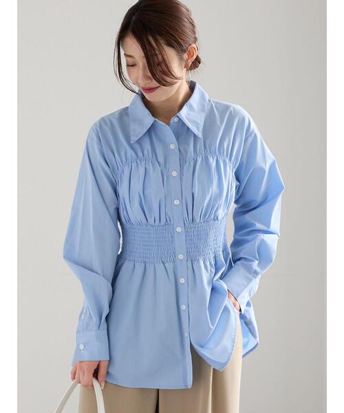 Te chichi（テチチ）の「ペプラムシャーリングシャツ（シャツ/ブラウス・レディース・オフホワイト/サックスブルー/ホワイト・F）」の3枚目の写真