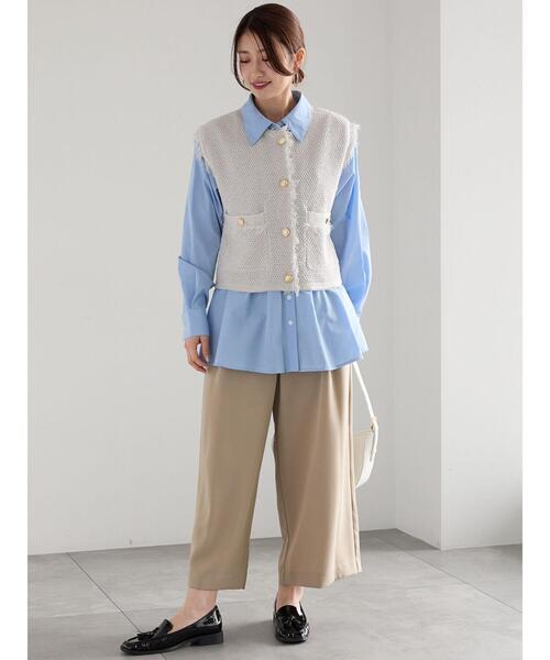 Te chichi（テチチ）の「ペプラムシャーリングシャツ（シャツ/ブラウス・レディース・オフホワイト/サックスブルー/ホワイト・F）」の4枚目の写真