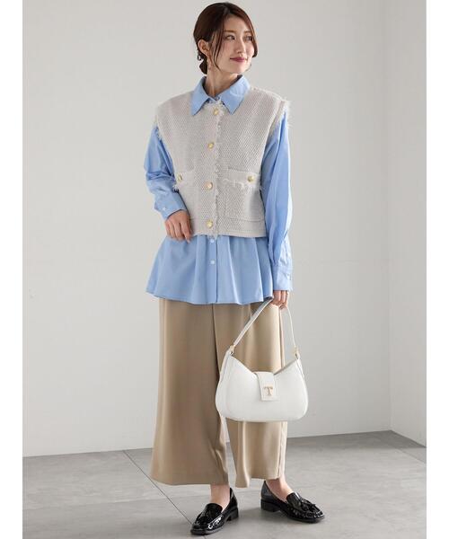 Te chichi（テチチ）の「ペプラムシャーリングシャツ（シャツ/ブラウス・レディース・オフホワイト/サックスブルー/ホワイト・F）」の5枚目の写真