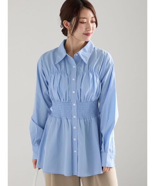 Te chichi（テチチ）の「ペプラムシャーリングシャツ（シャツ/ブラウス・レディース・オフホワイト/サックスブルー/ホワイト・F）」の6枚目の写真