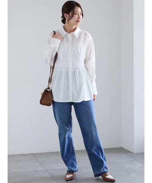 Te chichi（テチチ）の「ペプラムシャーリングシャツ（シャツ/ブラウス・レディース・オフホワイト/サックスブルー/ホワイト・F）」の7枚目の写真