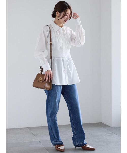 Te chichi（テチチ）の「ペプラムシャーリングシャツ（シャツ/ブラウス・レディース・オフホワイト/サックスブルー/ホワイト・F）」の8枚目の写真