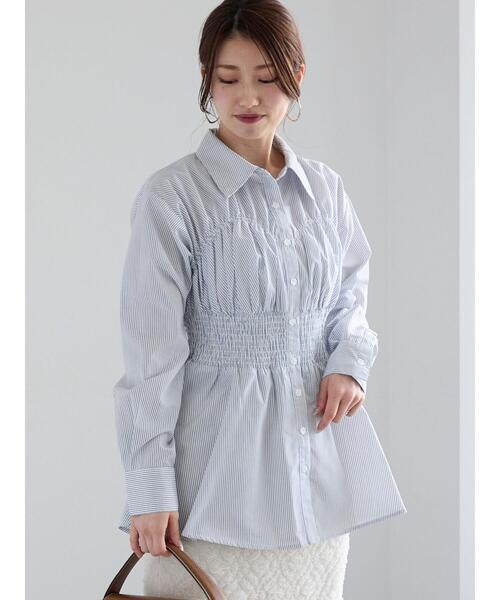 Te chichi（テチチ）の「ペプラムシャーリングシャツ（シャツ/ブラウス・レディース・オフホワイト/サックスブルー/ホワイト・F）」の12枚目の写真